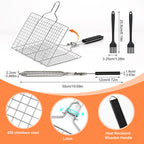 Fish Grill Basket, Folding Portable Fish Grilling Baskets For Outdoor Grill