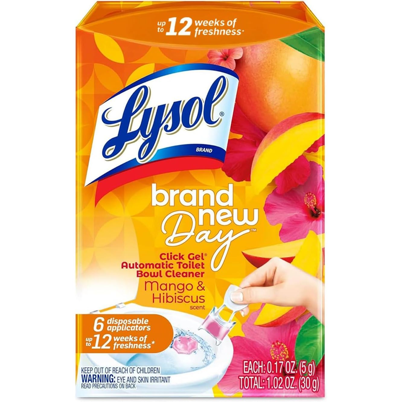 Buy now Lysol Click Gel Automatic Toilet Bowl Cleaner, Toilet Gel Stamp, Toilet Freshener, Bathroom Essentials, Refreshing Mango & Hibiscus Scent, 6 Count (Pack of 1) 6 Count (Pack of 1) Mango & Hibiscus at indiglob india
