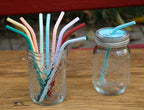Reusable Thin Short 6.7" Cute Silicone Bendy Straws for Toddlers&Kids&Baby,6 10 12 oz Wine/Yeti Tumbler, Coffee/Cocktail Mug,Soda Cans,Take n toss Cup/BPA FREE-Small Flexible with Brushes