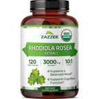Zazzee USDA Organic Rhodiola 10:1 Extract, 120 Capsules, 4 Month Supply | Energy, Stress & Mental Focus Support, Rhodiola Rosea, Organic Herbal Supplement, All-Natural, Non-GMO, Made in the USA