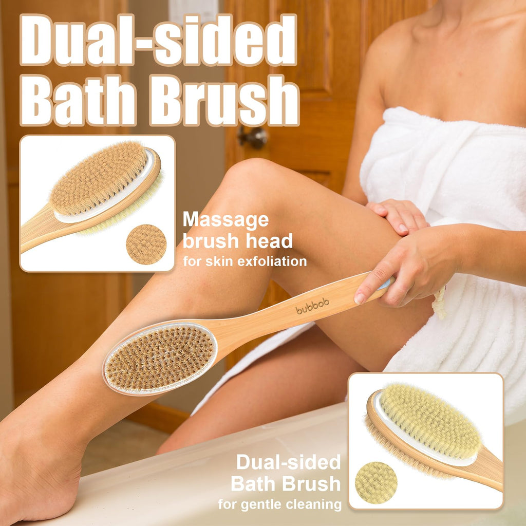 Back Scrubber for Shower,Bath Brush with Long Handle,Men and Women (Blue) | Bath Brush Body Exfoliator for Wet or Dry Brushing