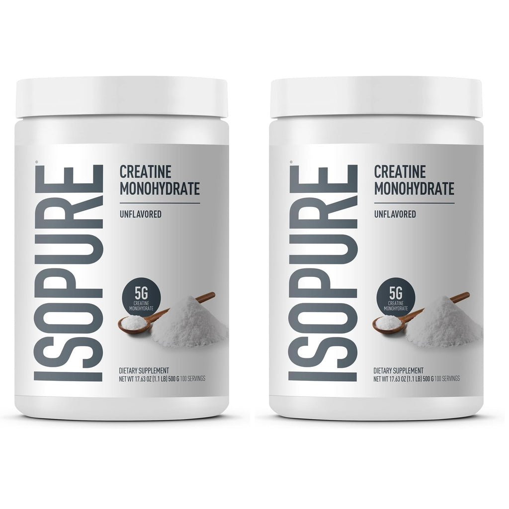 Isopure 100% Pure Creatine Monohydrate Powder, Sugar Free, Unflavored, 5g Creatine Monohydrate Per Serving, 1.1 Lbs, 100 Servings (Packaging May Vary)