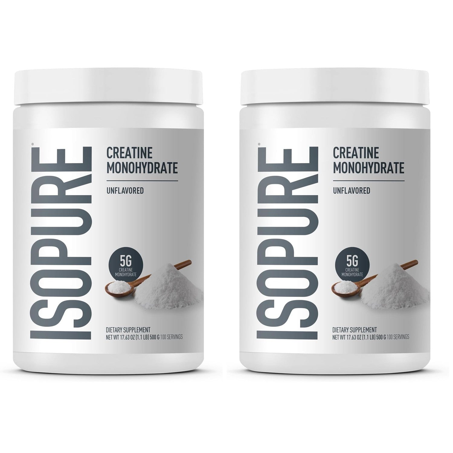 Isopure 100% Pure Creatine Monohydrate Powder, Sugar Free, Unflavored, 5g Creatine Monohydrate Per Serving, 1.1 Lbs, 100 Servings (Packaging May Vary)