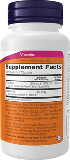 Buy now NOW Supplements, Vitamin D-3 & K-2, 1,000 IU/45 mcg,Plus Cardiovascular Support*, Supports Bone Health*, 120 veg Capsules at indiglob india