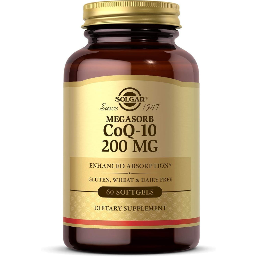 Buy now Solgar Megasorb CoQ-10 200 mg, 60 Softgels - Supports Heart & Brain Function - Coenzyme Q10 Supplement - Enhanced Absorption - Gluten Free, Dairy Free - 60 Servings at indiglob india