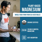 Organic Whole Food Magnesium Supplement - Plant-Based, Organic Sea Vegetable Complex - 250 mg Per Serving | Water Extracted | Gentle on Stomach | Supports Energy, Sleep, Muscle, Heart - 60 Capsules