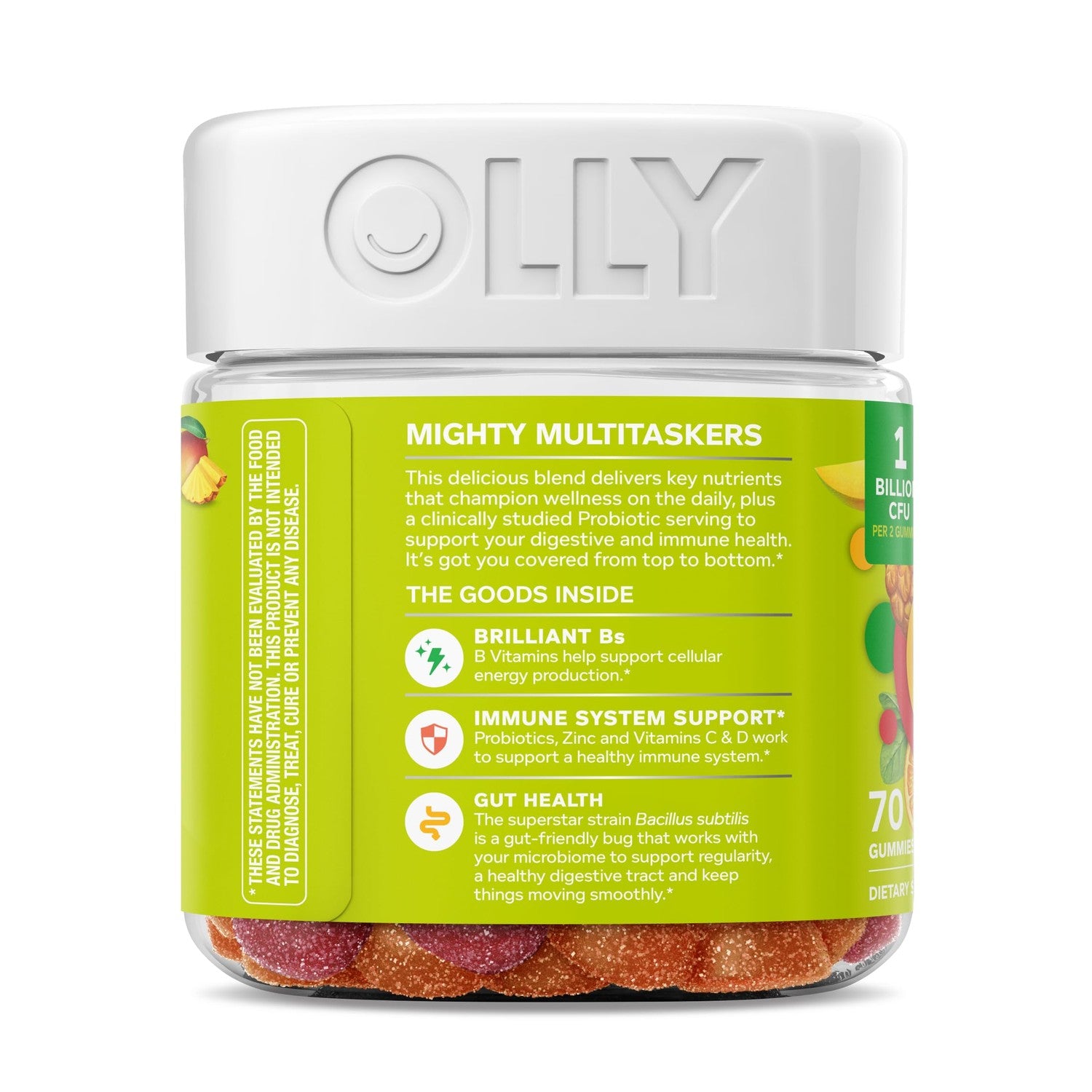 OLLY Multi + Probiotic Gummy Vitamin, Digestive & Immune Support*- 70 Count