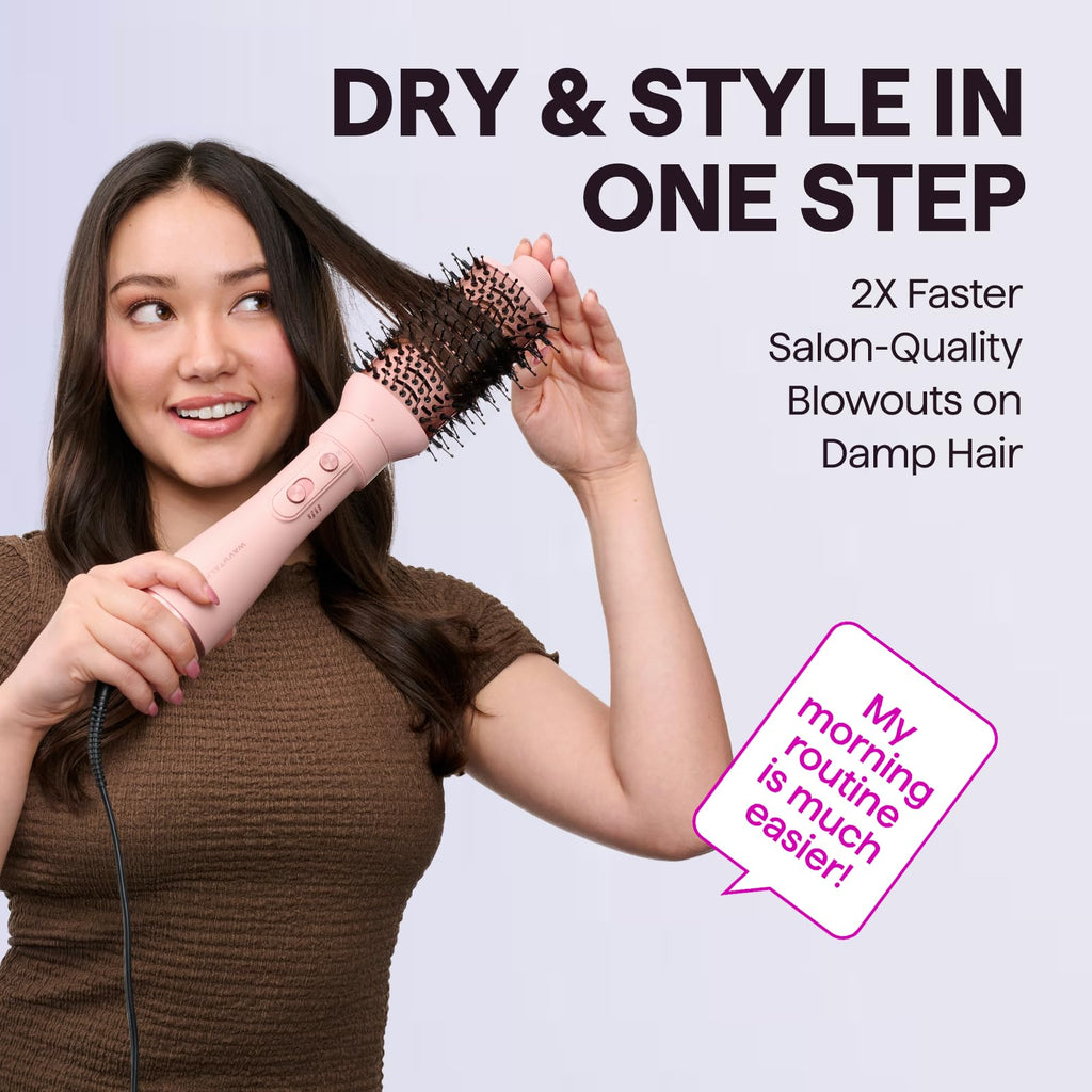 Blow Dryer Brush Set, Wavytalk Air Sculpt 5-in-1 Hot Air Brush Set | Multi Hair Styler for Salon Blowouts, Smooth Curls, Volumizing and Straightening, Sleek and Less Frizz, Pink