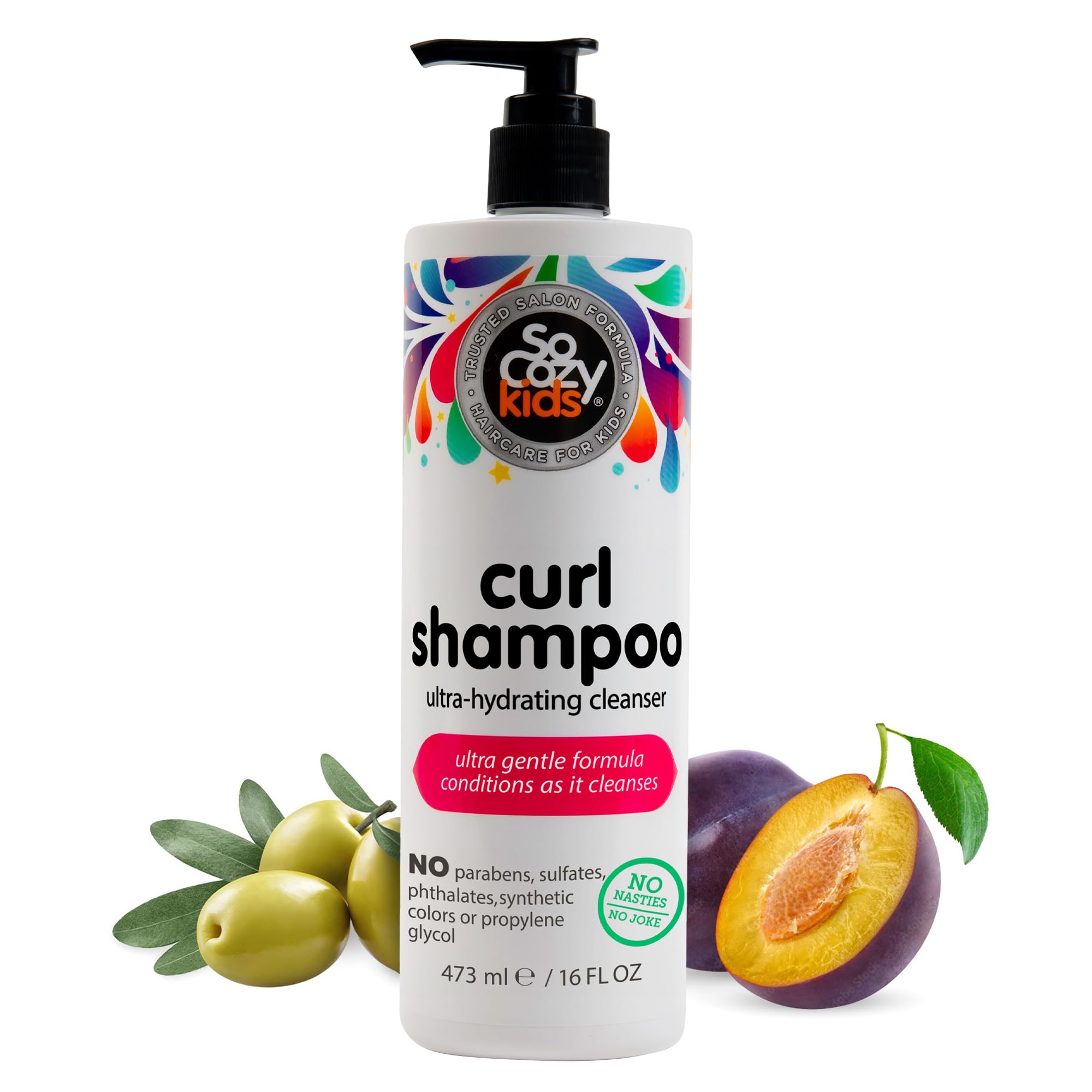 SoCozy Curl Shampoo | For Kids Hair | Ultra-Hydrating Cleanser | No Parabens, Sulfates, Synthetic Colors or Dyes, Sweet-Crème, 10.5 Fl Oz