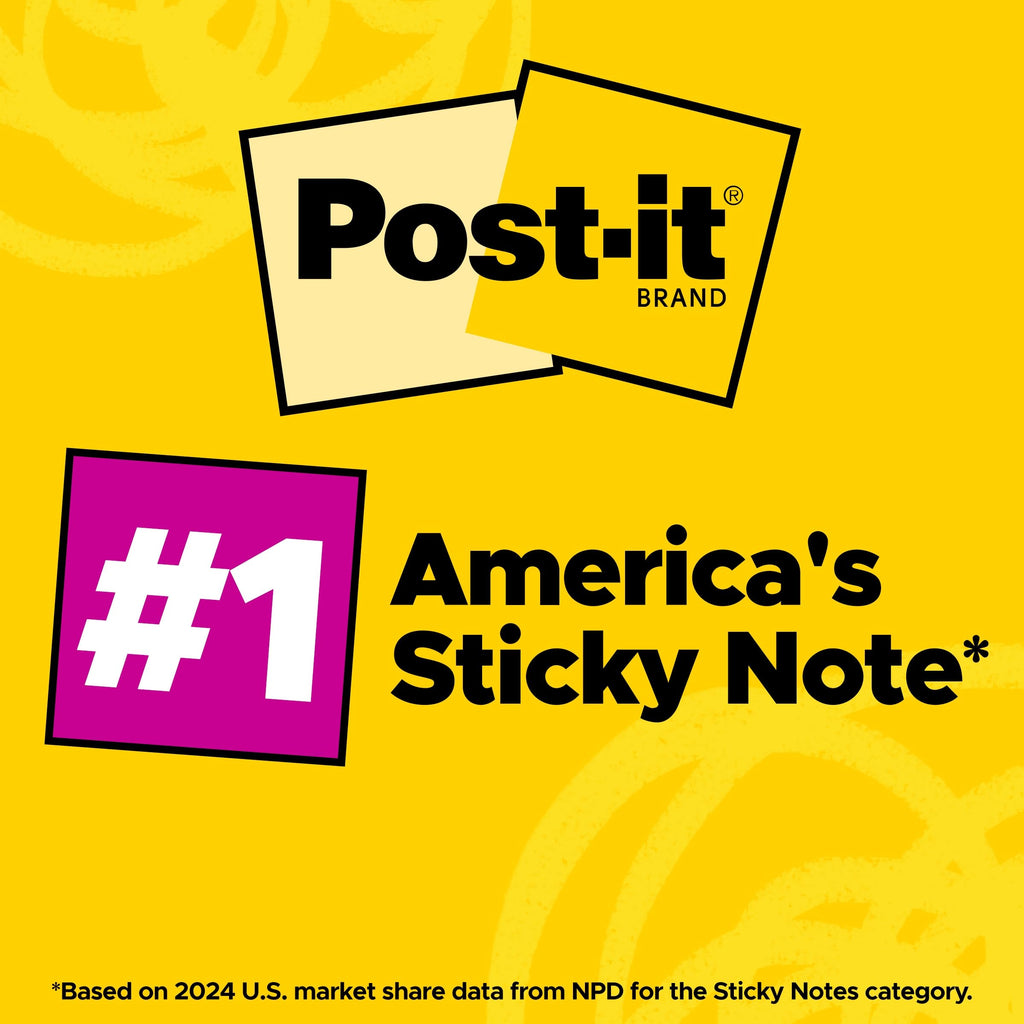 Post-it Super Sticky Notes, 1.88 x 1.88 in, Supernova Neons, 8 Pads