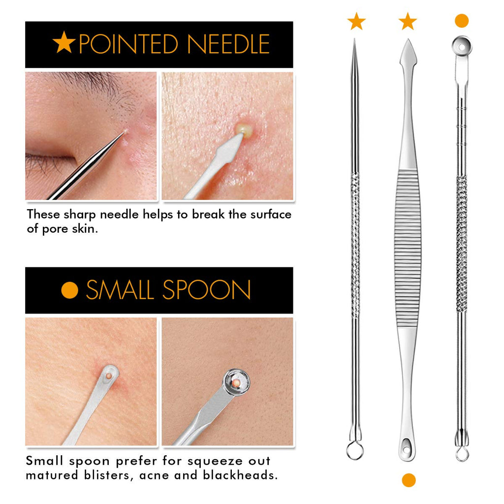 Buy now 7-Piece Blackhead Remover Kit - Pimple Comedone Extractor Tool set for Facial Acne and Treatment for Blemish, Whitehead Popping, Zit Removing for Risk Free Nose Face Skin with Metal Case at indiglob india