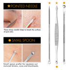 Buy now 7-Piece Blackhead Remover Kit - Pimple Comedone Extractor Tool set for Facial Acne and Treatment for Blemish, Whitehead Popping, Zit Removing for Risk Free Nose Face Skin with Metal Case at indiglob india