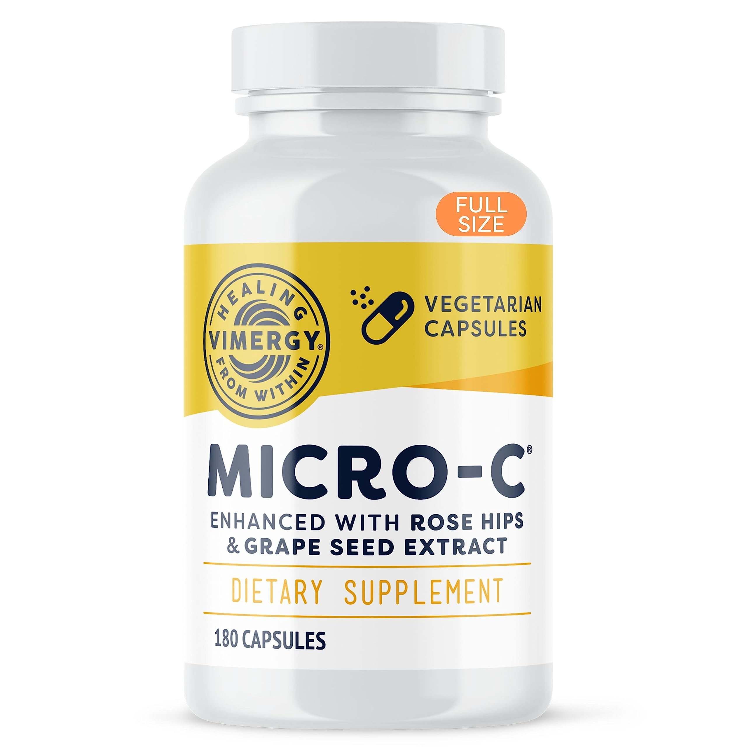Vimergy Micro-C® Vitamin C Capsules 500mg, Vegan, 300 Servings, Value Size | Whole Body Immunity*, Equal to 7 Oranges, Promotes Collagen* and Healthy Bones*, Kosher, Vegan & Gluten-Free