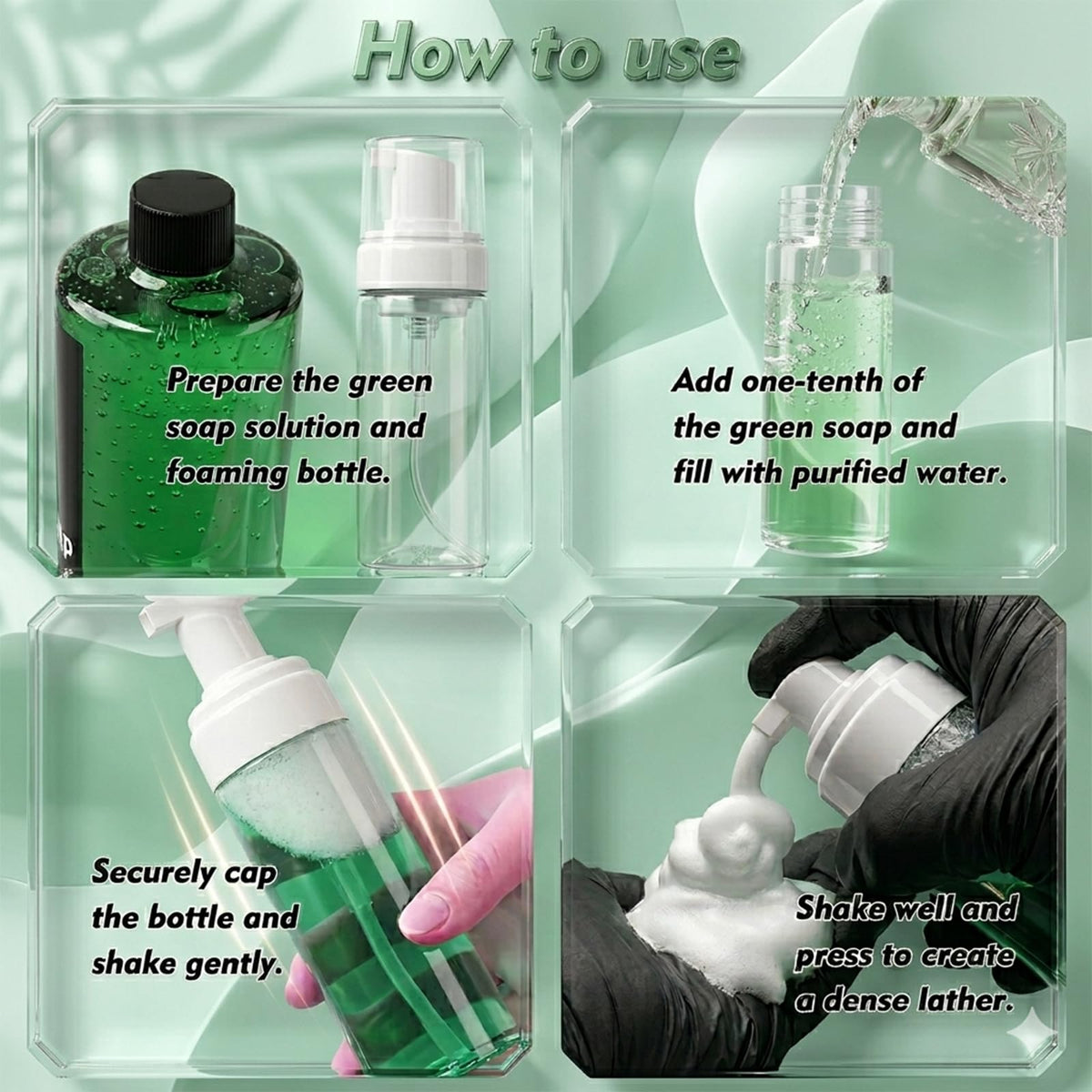 Green Soap Tattoo 16.9OZ & 7OZ Foam Bottle Kit – Make 1.3 Gallons Soap