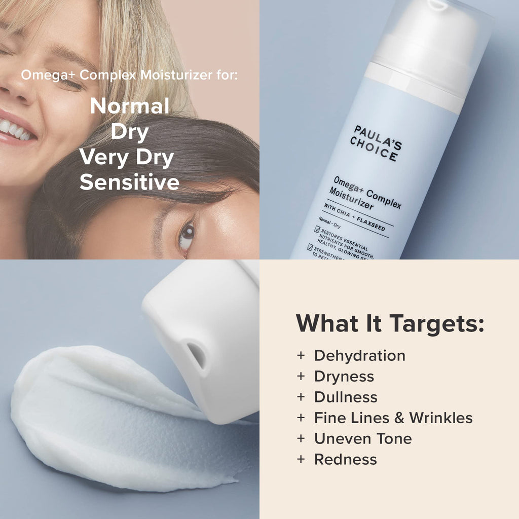 Buy now Paula's Choice Omega+ Complex Lightweight Face Moisturizer, Shea Butter & Plant Oils, Omega Chia & Flaxseed Brightening Vitamin C, Face Cream for Dry & Sensitive Skin, Fragrance-Free at indiglob india