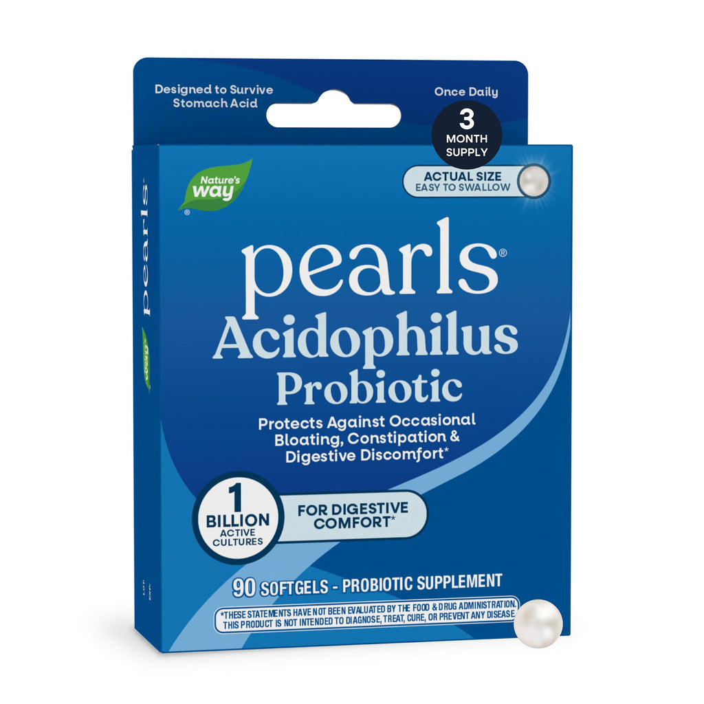 Nature's Way Probiotic Pearls Acidophilus Softgels, 1 Billion CFU, 90 ct | Supports Digestive Balance & Gut Health*, Reduces Occasional Constipation and Bloating*, 1 Billion CFU, No Refrigeration