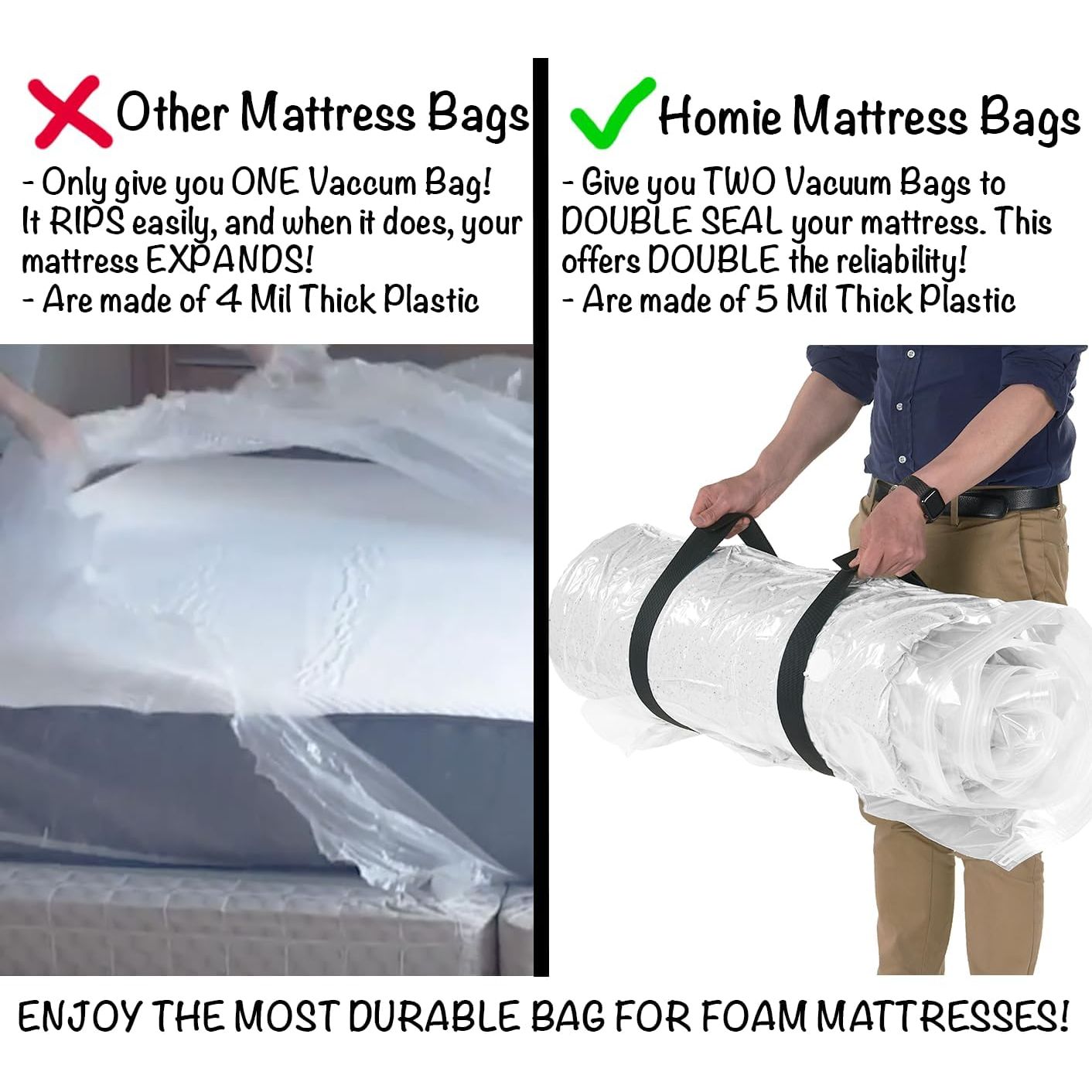 Buy now Mattress Vacuum Bag for Moving, Vacuum Seal Mattress Bag for Memory Foam or Inner Spring Mattresses, Compression and Storage for Returns, Leakproof Valve and Double Zip Seal (Queen/Full/Full-XL) at indiglob india