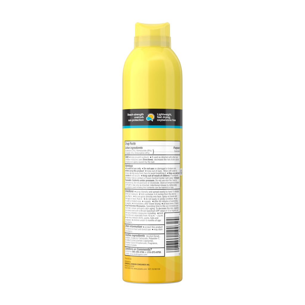 Buy now Neutrogena Beach Defense Sunscreen Spray SPF 30, Hawaii Reef Act 104 Compliant, Octinoxate & Oxybenzone Free, Broad Spectrum, Fast Absorbing & Lightweight, Face and Body Sunscreen, 8.5 Oz at indiglob india