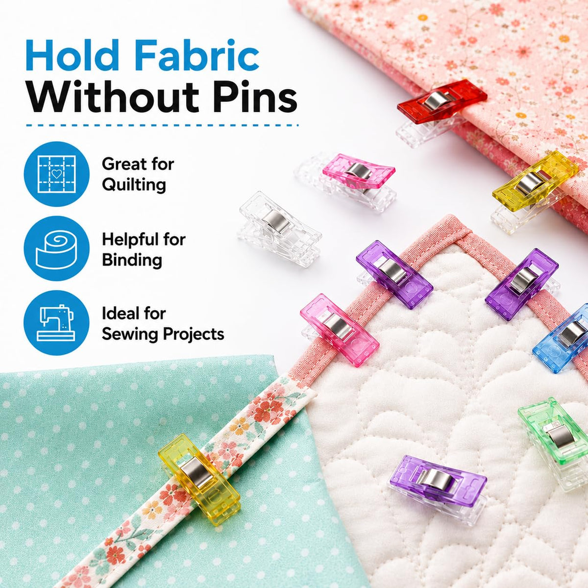 Sewing Clips Pack of 100, Fabric Clips for Quilting Binding & Crafts