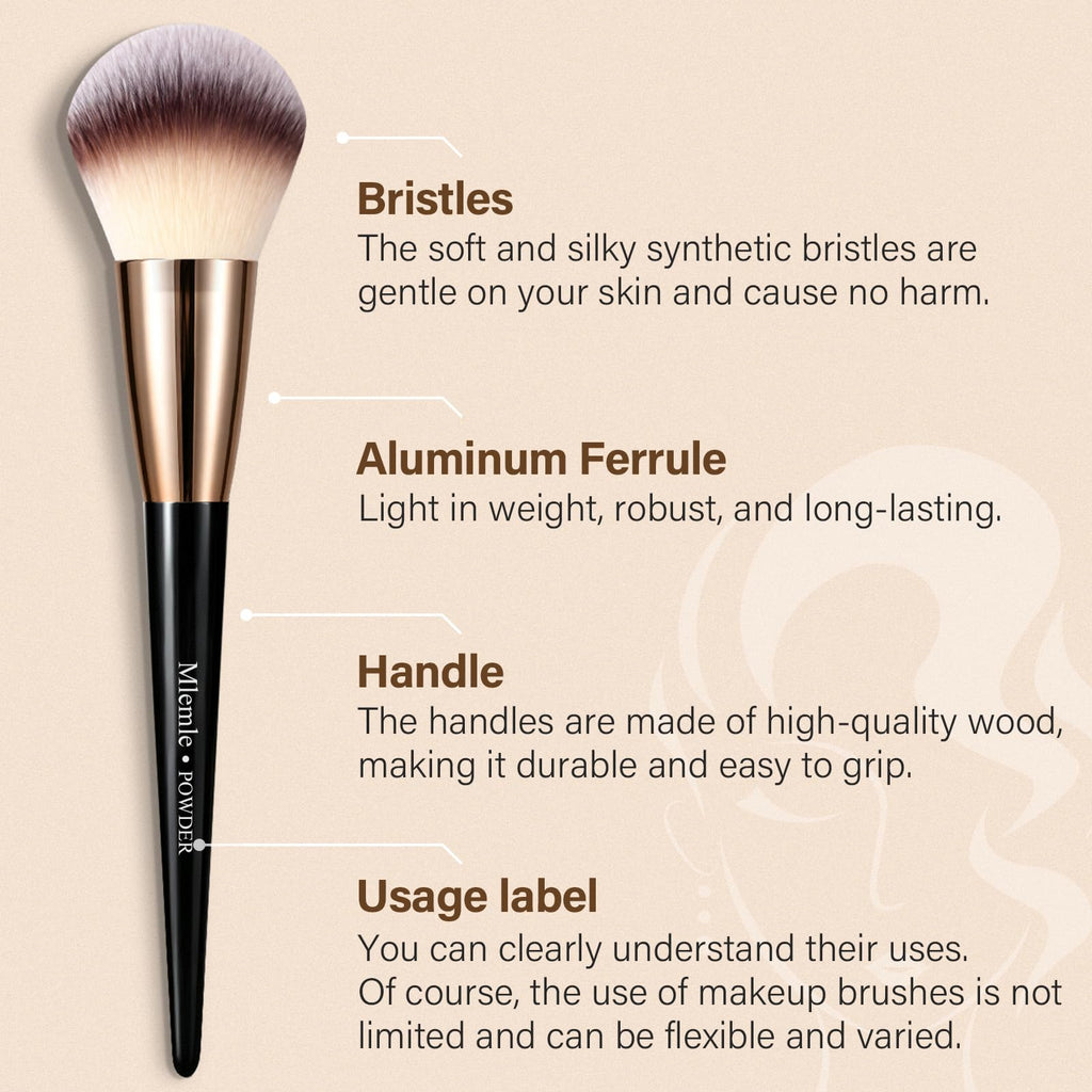 Makeup Brushes Set, Mlemle Professional 25 Pcs Makeup Kit, Include Powder Foundation Concealers Blush Eye shadows 21 Pcs Makeup Brushes and 2 Powder Puff, 2 Makeup Sponge(B02-CreamBlack)