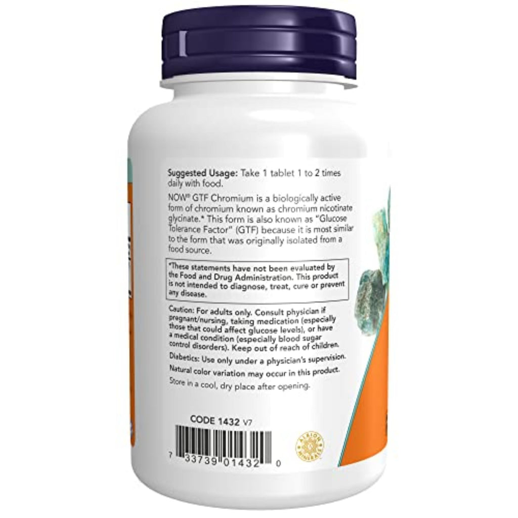 Buy now NOW Foods Supplements, GTF (Glucose Tolerance Factor) Chromium 200 mcg, Insulin Co-Factor*, 250 Tablets at indiglob india