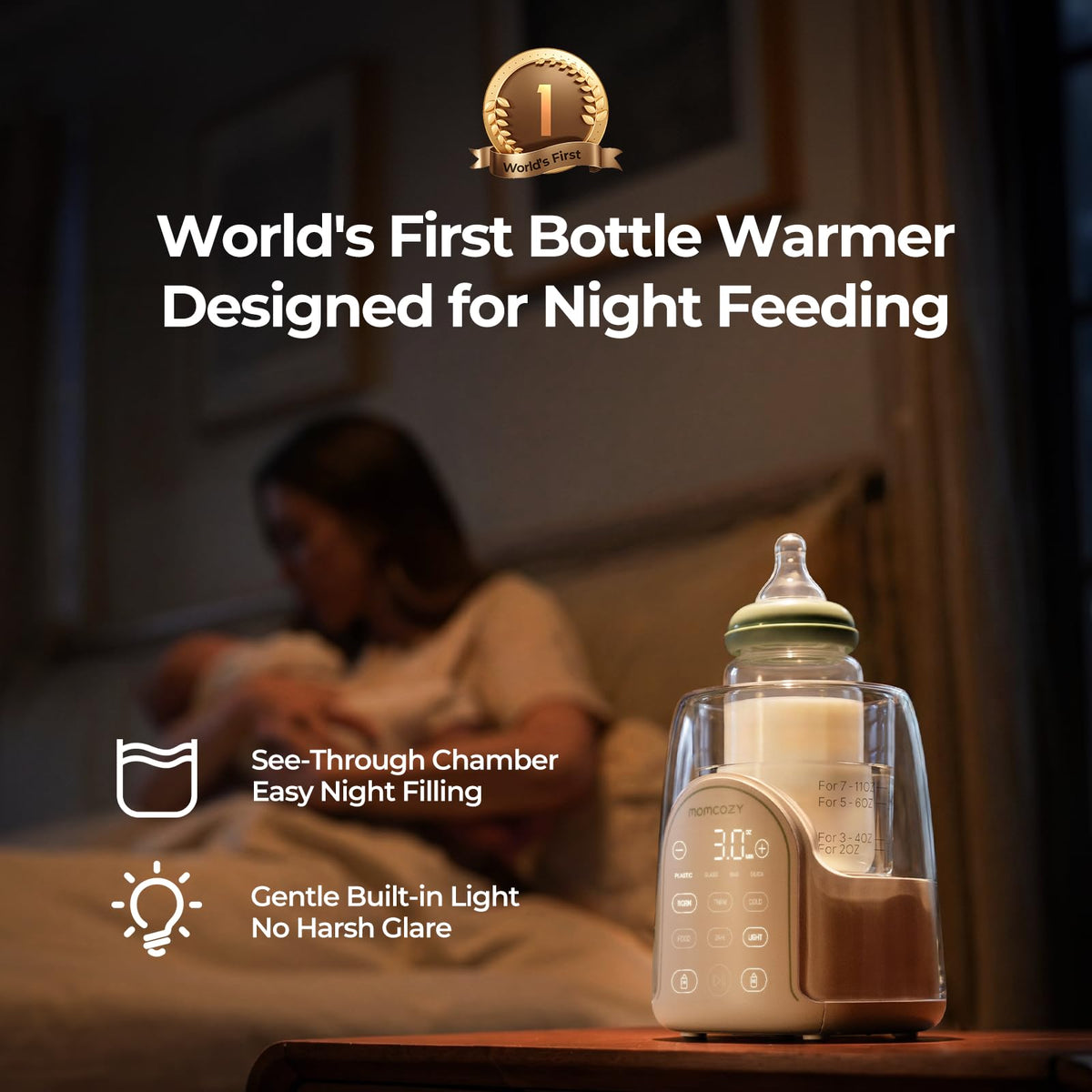 Momcozy NightPro Bottle Warmer for Baby Breast Milk with Night Light