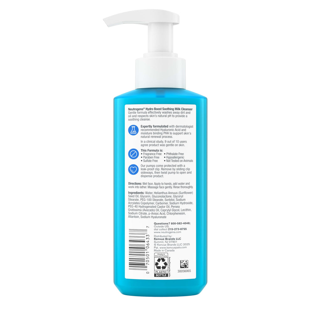 Buy now Neutrogena Hydro Boost Face Wash Soothing Milk Cleanser, Fragrance Free Hydrating Facial Cleanser With Hyaluronic Acid, Sensitive Skin Face Wash & Makeup Remover, 7.8 Fl Oz at indiglob india
