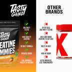 TASTY GAINS Creatine Gummies - 90g of Creatine Monohydrate - Workout Supplements - Build Muscle & Boost Strength for Men & Women - Made in USA - Non GMO - Vegan Friendly (Large, Pineapple Mango)