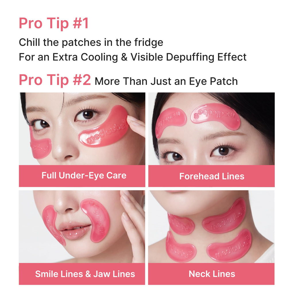 medicube Jelly Eye Mask PDRN Pink Collagen - Hydrogel Eye Patches, 28 Pairs | Eye Patches with PDRN, Collagen, NAD - For Puffy & Tired Eyes, Firming for Look of Wrinkles & Fine Lines, Korean Skincare