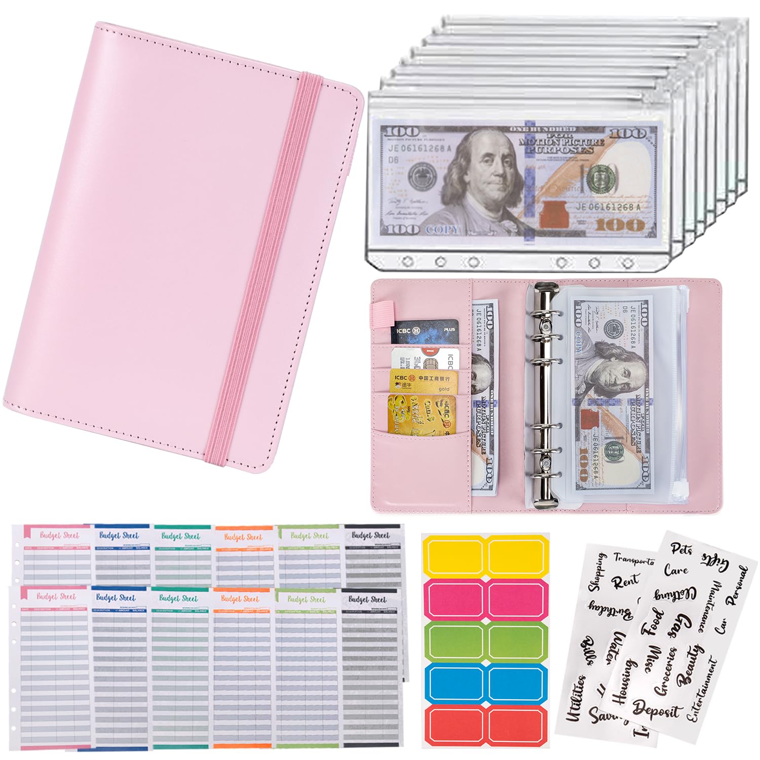 Buy now NICOOTHBudget Binder Cash Envelopes A6 Money Saving Binder with Zipper envelopes (Purple) A6 Pink at indiglob india