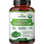 Zazzee USDA Organic Moringa Leaf 20:1 Extract, 240 Vegan Capsules | 4 Month Supply, Certified Kosher, Moringa Oleifera, Antioxidant, Immune & Cellular Support, Superfood Supplement, Made in USA