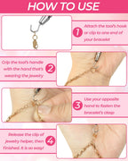4 PCS Bracelet Helper Tool, Quick Release Fastener Helpers Tool Hooks for Necklace, Jewelry, Watch, Portable Bracelet Assistance Tool to Put on Yourself, Clip, Clasp Helper with Non-Slip Rubber Tips.