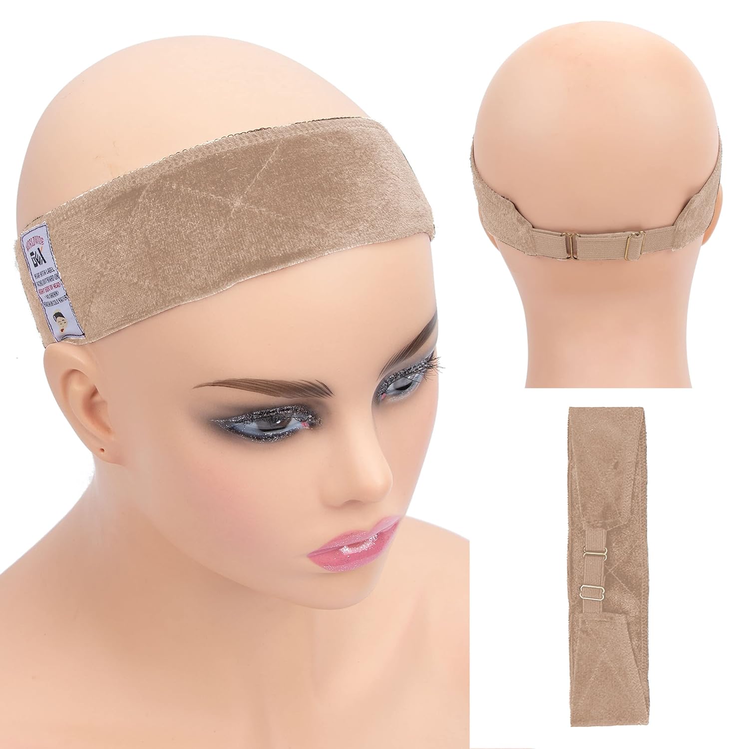 Buy now GEX Wig Grip Band with Adjustable Elastic Closure Flexible Velvet No Slip Wig grip Headbands Cap for Wigs(Black) Beige at indiglob india
