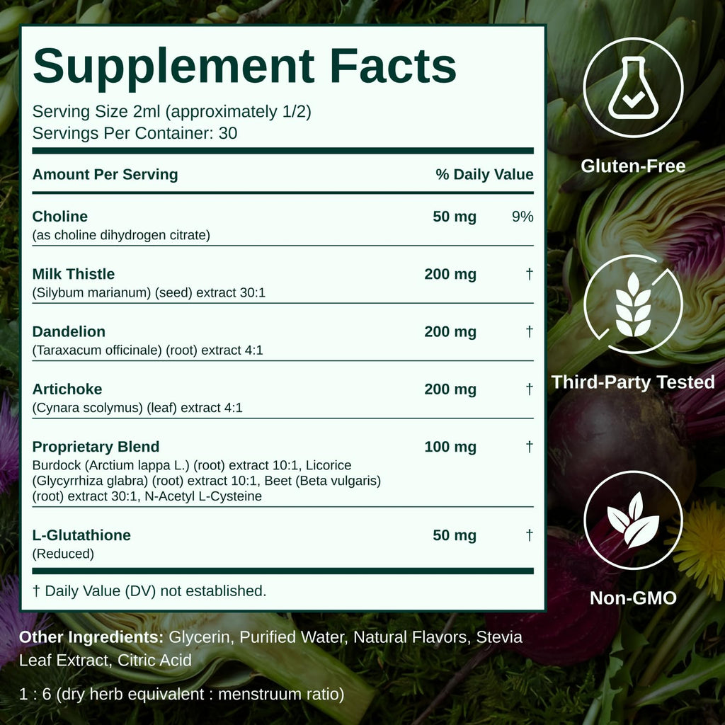Liver Support Drops with Milk Thistle, NAC & Dandelion | 2 fl oz