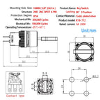 Buy now 16mm 3 Position Key Switch 5/8" Mounting Hole 12V 24V 110V On Off Keylock Rotary Switch Latching with Socket Wire 2 Pcs 2 Pole (3 Position DPDT 6PIN) at indiglob india