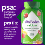 Vitafusion Calcium Gummies | 500 mg | 100 Adult Gummy Vitamins | for Women and Men | with Vitamin D3 | Fruit & Cream Flavors | Gluten and Dairy Free Bone and Teeth Supplement