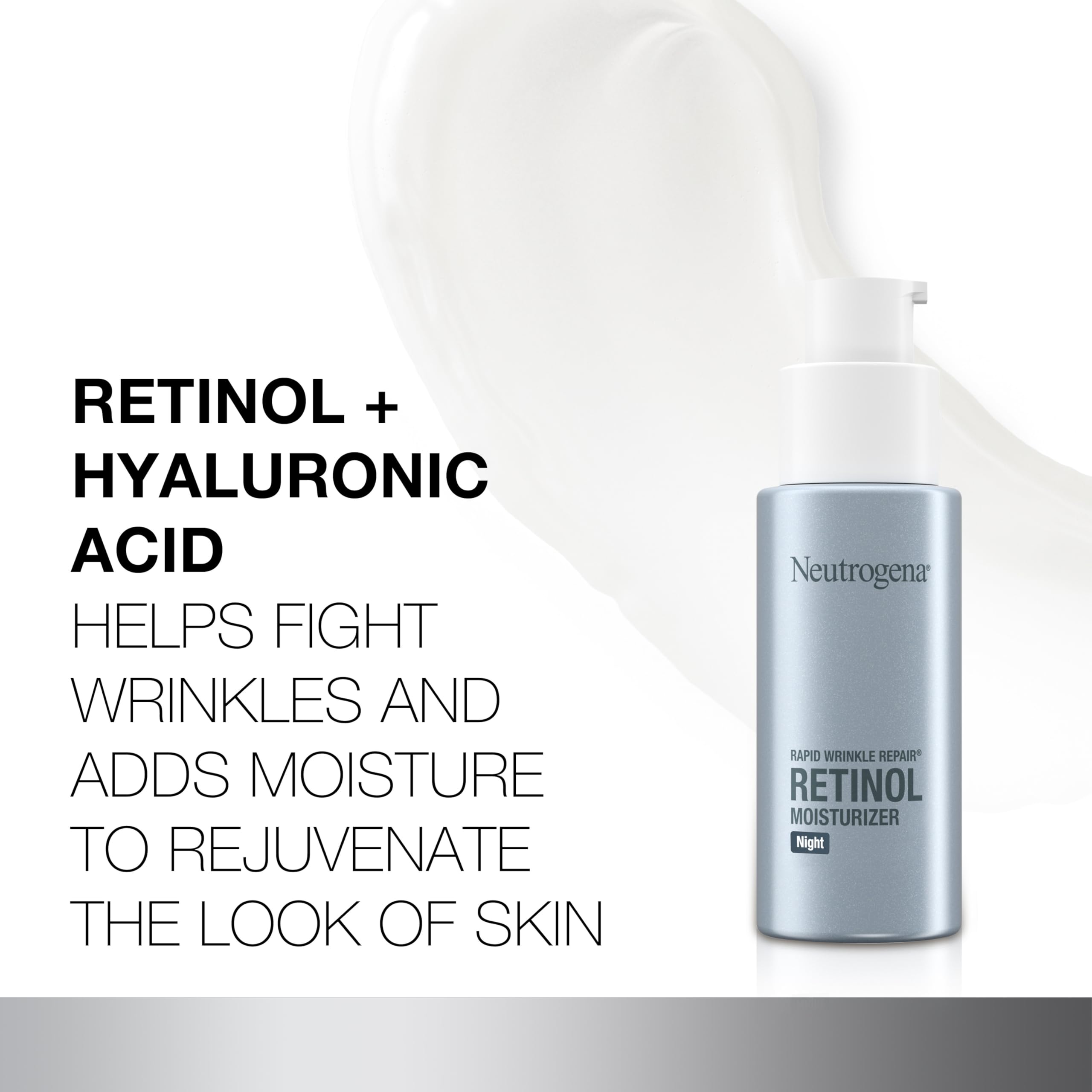 Neutrogena Rapid Wrinkle Repair Night Moisturizer, 1 fl. oz | Retinol Face & Neck Cream, Hyaluronic Acid & Retinol, Anti-Wrinkle, Paraben-Free