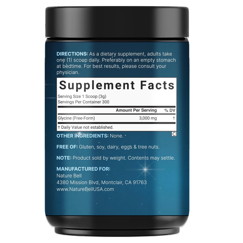 Glycine Powder, 300 Servings (2 lb) – 3,000 mg Free-Form Glycine Per Serving – Unflavored Pure Powder – Non-GMO, cGMP Manufactured