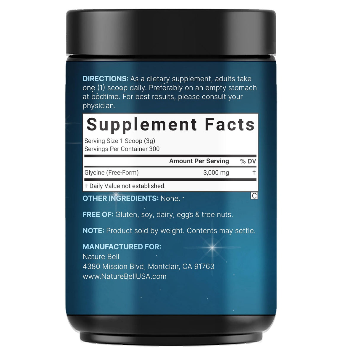 Glycine Powder, 300 Servings (2 lb) – 3,000 mg Free-Form Glycine Per Serving – Unflavored Pure Powder – Non-GMO, cGMP Manufactured