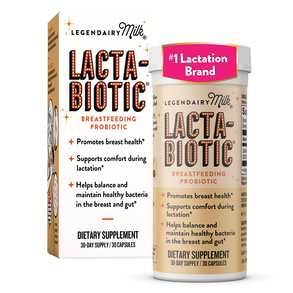Legendairy Milk Lacta-Biotic Breastfeeding Probiotic | Lactation Supplements | Breast and Gut Health for Mom and Infant Immune Health for Baby | Daily Supplement for Healthy Lactation | 30 Count