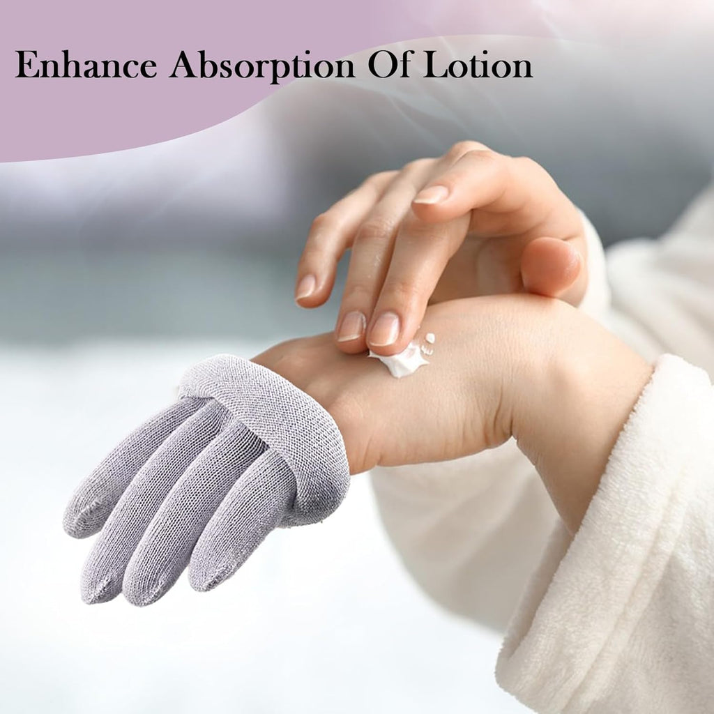 Buy now MIG4U Moisturizing Beauty Gloves Touchscreen Overnight Sleeping Glove for Women Dry Hands, Nighttime Lotion, Eczema, SPA, Cosmetic Treatment, Grey Purple 3 Pairs Size S/M at indiglob india