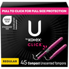 Buy now U by Kotex Tampons, Click Compact, Super Plus Absorbency, Unscented, 45 Count at indiglob india