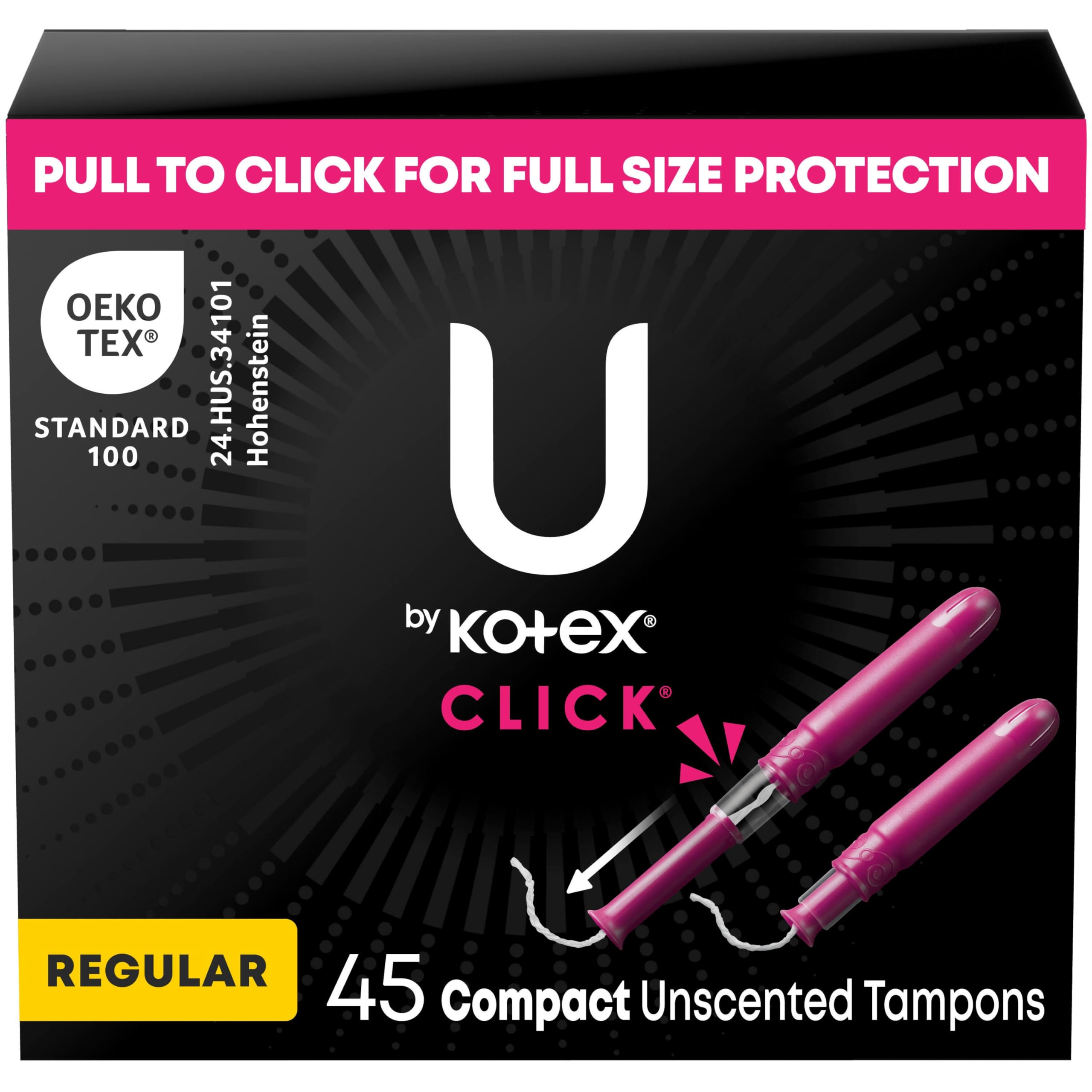 Buy now U by Kotex Tampons, Click Compact, Super Plus Absorbency, Unscented, 45 Count Regular 45 at indiglob india