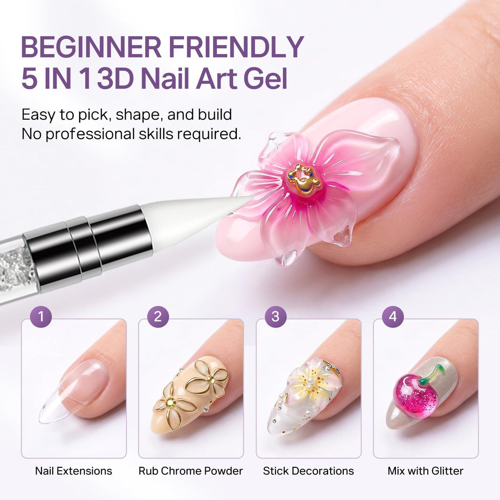 MIZHSE 3D Sculpting Gel for Nail Art, perfect for easy nail extensions and decorations. Verified by CuratCart for quality.