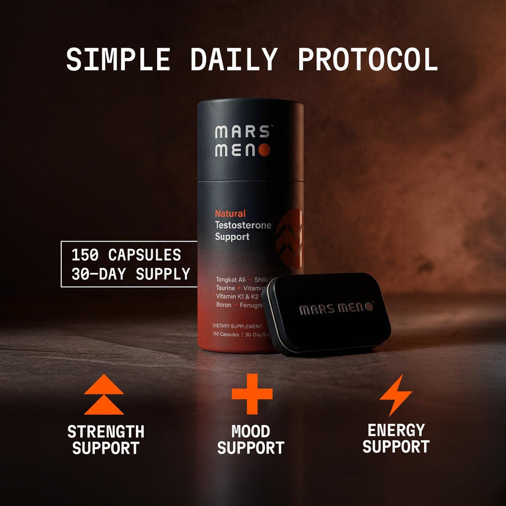 Testosterone Booster for Men - Natural Supplement Premium Tongkat Ali, Fenugreek, Shilajit & Boron - Male Support - Libido, Energy & Muscle Growth Support - 30 Servings + Travel Tin