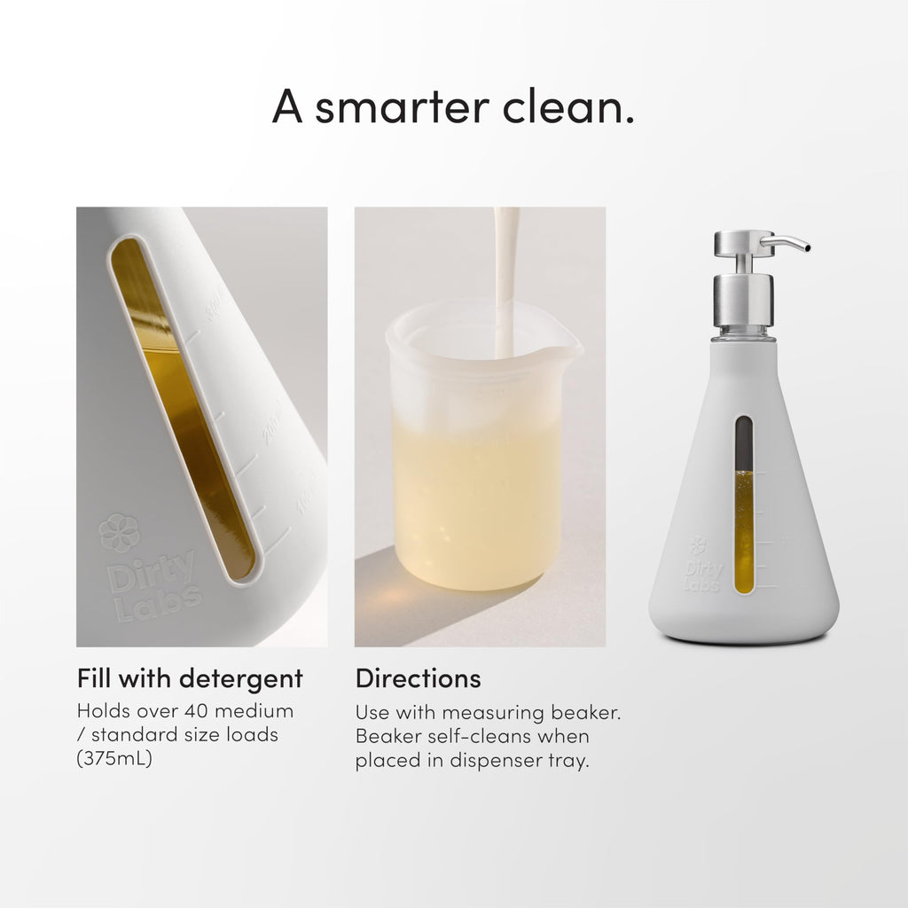Dirty Labs | Erlenmeyer Glass Detergent Dispenser & Pump | Holds 40 Loads
