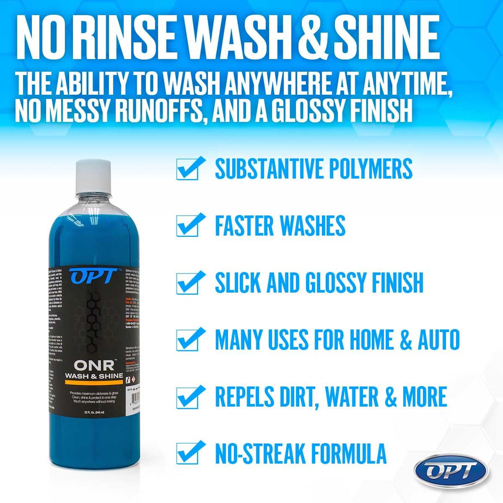 Buy now Optimum No Rinse Wash and Shine Version 5 - ONR Rinseless Car Wash Soap for Auto Detailing, Use On Paint, Ceramic Coatings, Glass, Interior (8 oz) at indiglob india