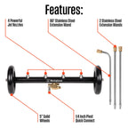 Westinghouse Universal 16" Pressure Washer Undercarriage Cleaner and Water Broom Attachment - 4400 PSI, 1/4" Connector - for Gas and Electric Pressure Washers
