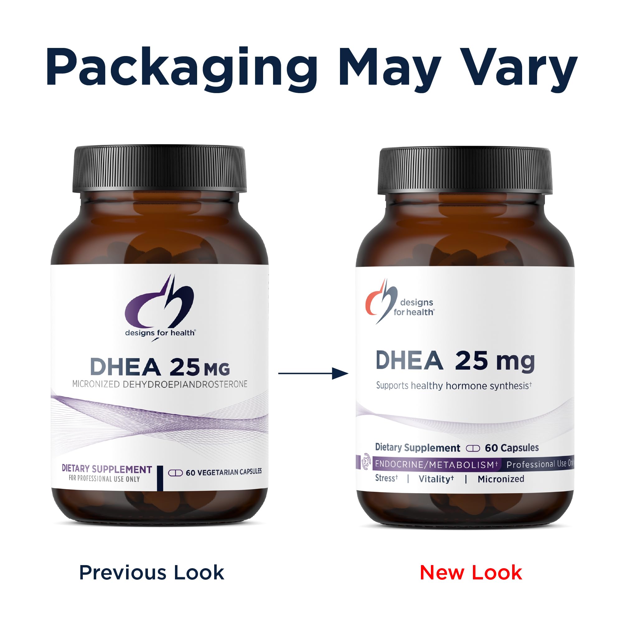 Designs for Health DHEA 25mg - DHEA Supplement for Men + Women - Supplement to Help Support Healthy Aging, Muscle Integrity, Energy + Hormonal Synthesis - Non-GMO (60 Capsules)