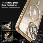 Buy now Magnetic Case for iPhone 15 Pro Max Case with Full Camera Lens Protector [Strong N56 Magnets] [Compatible with Magsafe] Clear Stylish Case for iPhone 15 ProMax Phone Case, Gold Titanium at indiglob india